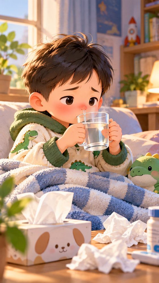 孩子喝水休息